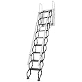 Generic Retractable Loft Foldable Ladder with 2 Handrails and Pull-Down System Anti-Slip Retractable Folding Stair Load Capacity 660Lbs for Indoor Garage Basement Storehouse