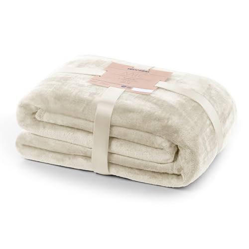 DecoKing Manta Polar de Microfibra 150x200 cm Extra Suave y cálida Monocolor Mic Beige
