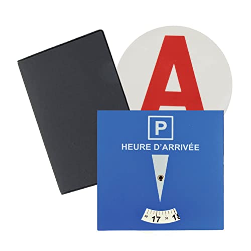 Maelsa® Kit démarrage Jeune conducteur apprentis Disque A électrostatique + Disque Bleu de stationnement + étui Carte Grise - Le Pack Idéal pour débuter...