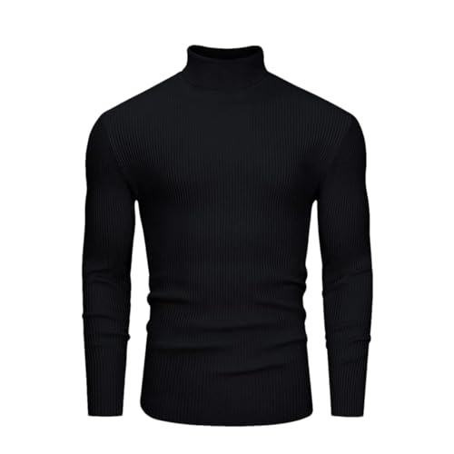 Men's Slim Fit Turtleneck Sweater Casual Twisted Patterned Pullover Knitted Sweaters Tops