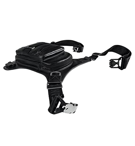 Sacoche de jambe moto cuir vachette pleine fleur noir ajustable
