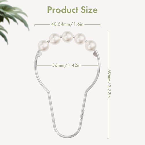 Image of Amazer White Shower Curtain Hooks, Shower Curtain Hooks, Decorative Stainless Steel Shower Curtain Hooks for Bathroom, 12 PCS Shower Hooks for Curtain, Decorative Shower Hooks for Shower Curtain