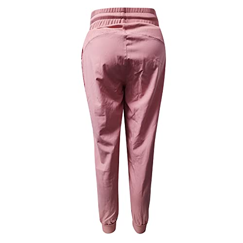 Calça feminina de corrida premium com bolso para suor, roupas casuais esportivas e esportivas, rosa,