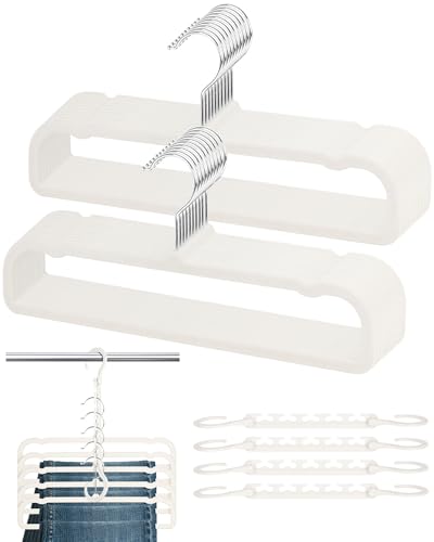 OneDream 20 Pack Velvet Pants Hangers 13.78 Inch with Non Slip Bar, 360 Degree Swivel Hook Space Saving Hangers for Clothes, Jeans, Shorts, Trousers, Bra and Tank Tops, Beige