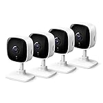 TP-Link Tapo 2K Security Camera for Baby Monitor, Dog Camera w/Motion Detection, 2-Way Audio Siren, Night Vision, Cloud & SD Card Storage, Works w/Alexa & Google Home, 4-Pack (Tapo C110P4)