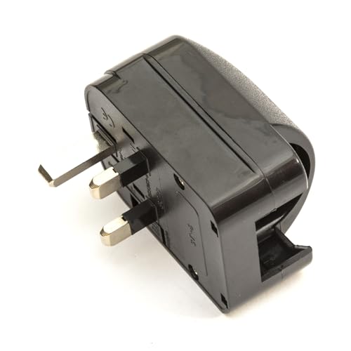 2 Pin EU Schuko to UK 3 Pin Converter Plug 13A European Fixed Travel Adapter Adaptor Grounded Earthed (Black)