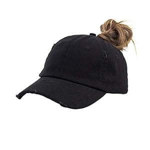 Ponytail Baseball Hat Distressed Retro Washed Womens Twill