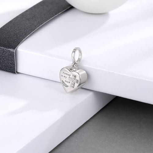 Sterling Silver Urn Charms for Ashes Cremation Charm for Women Fit Bracelet Heart Bead Memorial Keepsake Pendant Cremation Jewelry for Women2