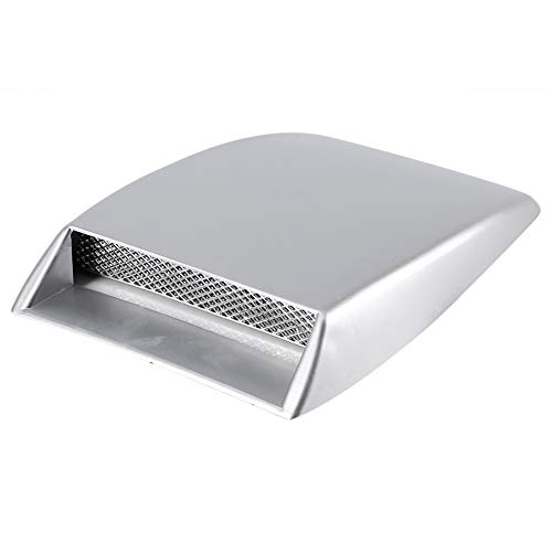 Universal Bonnet Vent Cover, Car Decorative Air Flow Intake Scoop Bonnet Vent Sticker Cover Hood (Silver)