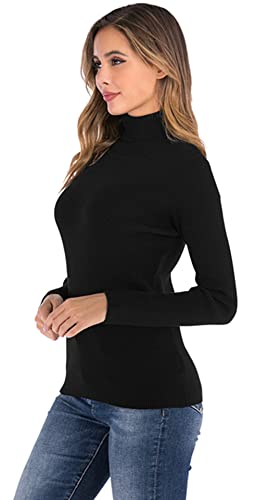Women's Turtleneck Sweater Long Sleeve Pullover Knit Ribbed Sweater Knitwear Tops for Winter2