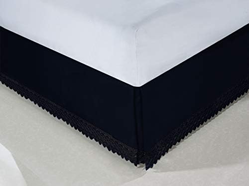 Elegant Comfort ™ Silky-Soft Luxury Lace Fringe Dust Ruffle/Bed Skirt Microfiber Platform Wrinkle and Fade Resistant with 15inch Drop