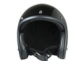 CRG Custom Motorcycle Street Bike Open Face Helmet Fiberglass Leather for Men Women (XX-Large, Glossy Black)