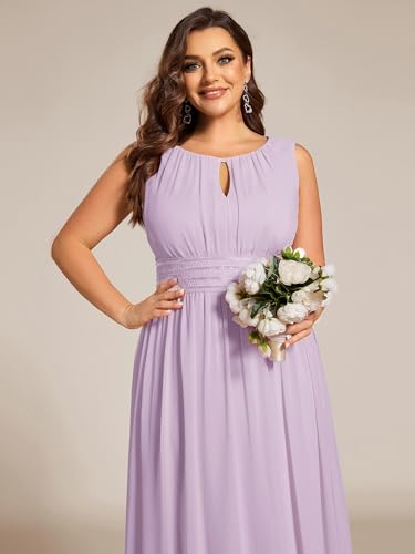 Image of Ever-Pretty Plus Women's Round Neck Sleeveless Empire Waist Maxi Plus Size Formal Gowns Bridesmaid Dresses