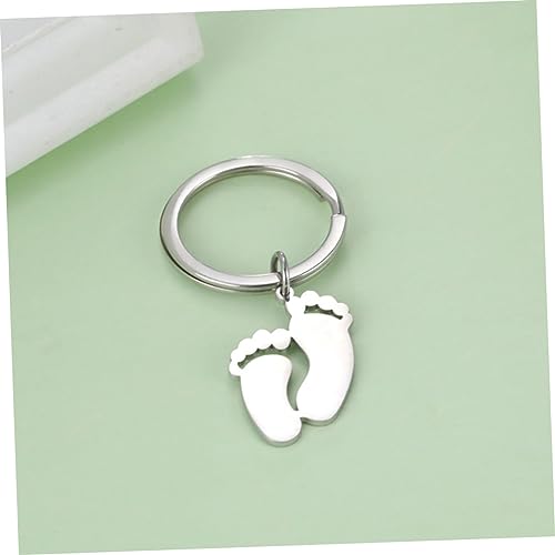 HOUDERCO Fußabdruck-schlüsselanhänger Ornament 4 Stück Edelstahl-schlüsselanhänger Für Frauen Baby-fußabdruck-