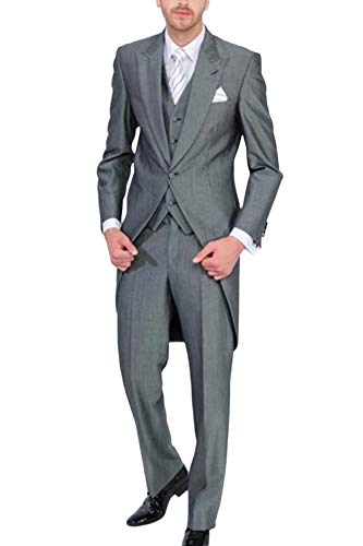 Wemaliyzd Men's 3 pc Tailcoat Suit for Wedding 1 Button Jacket Suit Vest Pants3