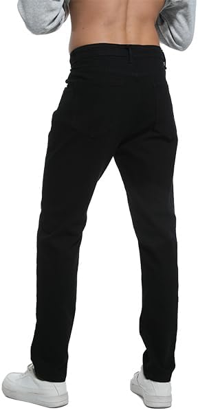 Boncun Men's Slim Fit Stretch Jeans - Comfort Tapered Denim Pants for Men, Classic Black Blue, Straight Leg Casual Wear - Image 6