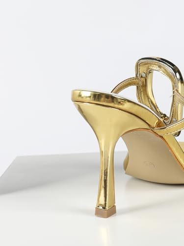Women's Metallic High Heel Sandals – Elegant Ring-Strap Evening Shoes with Toe-Post Design, Glamorous Stiletto Heels for Galas & Black-Tie Events2