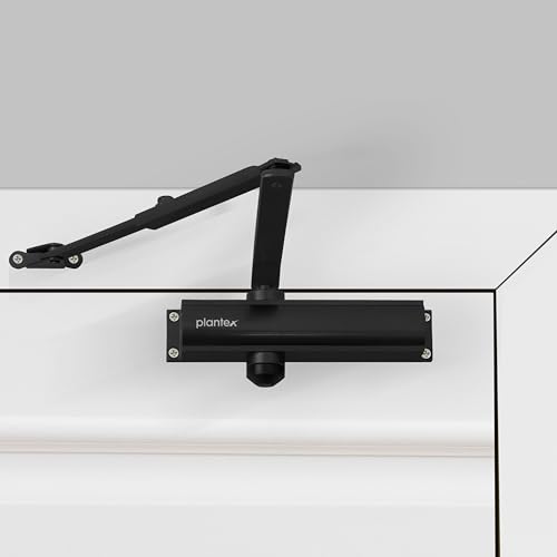 Image of Plantex Door Closer for Wooden Door /Hydraulic Automatic Door Closer /Soft Close Door Closer for Hotel /Home /Office - ISO 9001 Certified (MI-200, Capacity - 55 kg, Black)