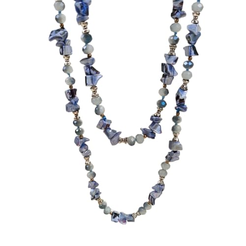 Genérico Collar largo con cuentas irregulares de colores, collar con cuentas de cristal reflectantes, joyería bohemia vintage para mujer (Style G)