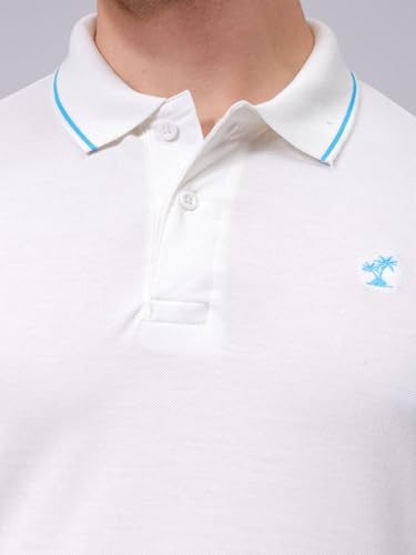 Image of The Indian Garage Co Men Slim Fit Solid Polo Neck Half Sleeves Tshirt