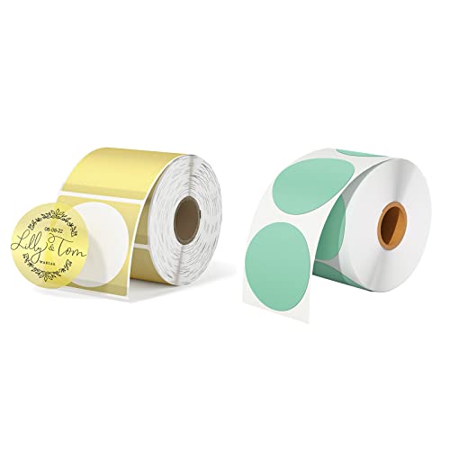 Munbyn 2 Inch Green Circle Thermal Sticker Labels,Munbyn 2 Inch Gold Transparent Thermal Labels #TOP11