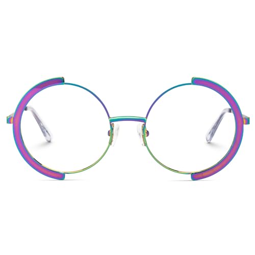 Image of Zeelool Vintage Metal Round Eyeglasses Frame for Women with Non-prescription Clear Lens ZJGM351423-02 Multicolor