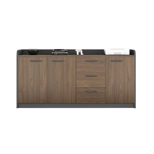 ZKALQECNF Gabinete de Archivos Archivador bajo de Oficina de Tres Puertas y Tres cajones de Madera con asa, Almacenamiento de Datos, Cajonera de Oficina(Bruin)