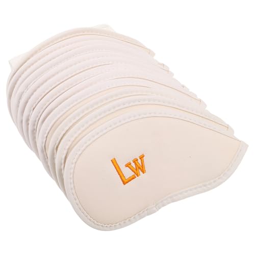 Didiseaon Juego de 12 Fundas para Palos de Golf Blancas Letras Amarillas, Cubiertas Resistentes para Hierros y Maderas, Protección contra Humedad y Arañazos, Accesorios Portátiles