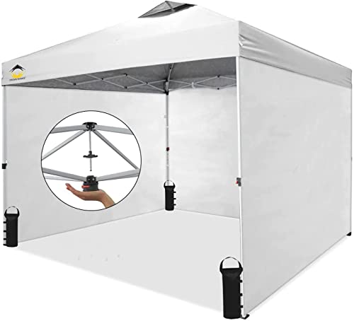 Crown Shades Commercial Instant Canopy Pop Up Tent 10X10 (10X10 With 4 Sidewalls, White) #TOP26