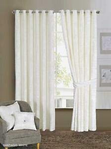Image of High Sofa Quality Velvet Solid Grommet Room Darkening Eyelet Door Curtains for Living Room, White 7 Feet, Set of 2 Pieces