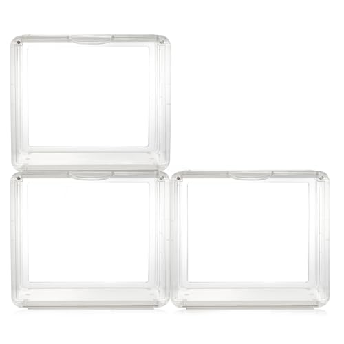 BYCY Clear Purse Storage Organizer for Closet, 3 Pack Handbag Storage Box Acrylic Display Case for Wallet Organizer, Stackable Organizer with Magnetic Door for Book Collectibles Cosmetic