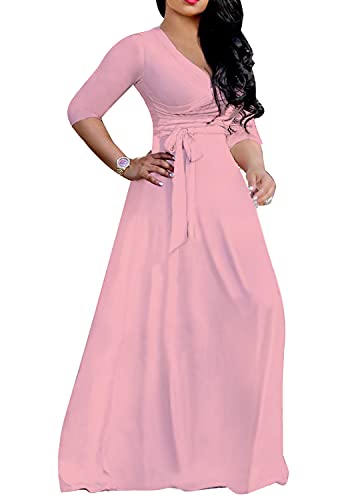 Image of LightlyKiss Plus-Size Maxi Dresses for Women African Summer 3 /4 Sleeves Beach Sundress with Pockets