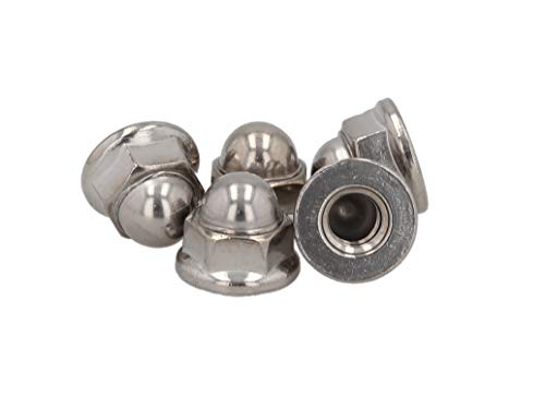 (5pcs) BelMetric M6 Metric Smooth Flange Acorn Nut Stainless Steel NA6FLSS