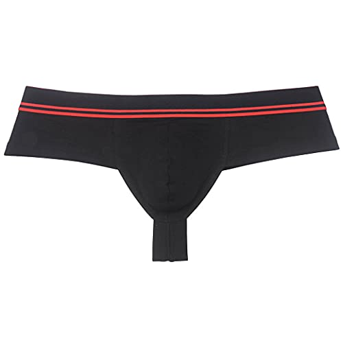Men's Cotton Bikini Thong Cheeky Boxer Briefs Underwear Elastic Waistband Brazilian Bikini Briefs 3" Butt3