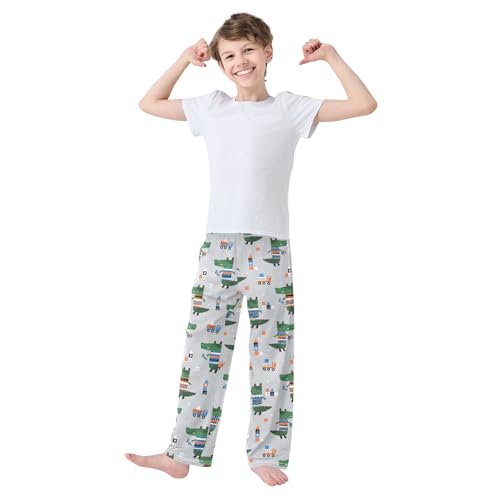 Boys' Pants Cute Crocodile Truck Long Bottoms Jogger Pants Elastic Waist Trousers with Pockets S-XL2