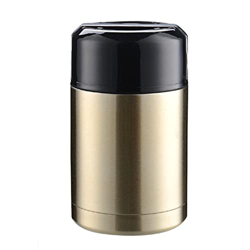 Bento Boxes olla guisada, taza de gachas, taza termo, taza chapada en cobre de acero inoxidable, taza de arroz guisado y sopa con asa (color: dorado)