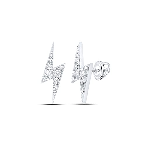 Jewels By Lux 10kt White Gold Round Diamond Bolt Lightning Stud Earrings 1/6 Cttw