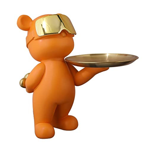 Vide Poche Design Plateau De Bijoux De Luxe Statues d'ours d'animaux Mignons Bol Décoratif, Plateau De Clé for Table De Valet Moderne for Hommes Candy Sundries Solds De Stockage (Color : Orange) Cover