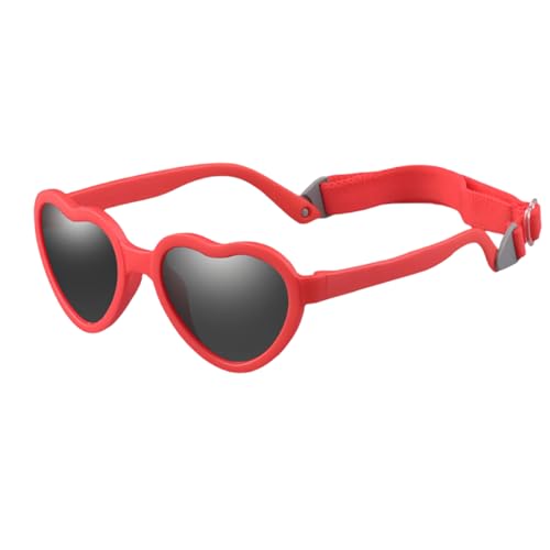 Image of Baby Heart Sunglasses with Strap Flexible Polarized Heart Shaped Sunglasses for Toddler Newborn Ages 0-24 Months