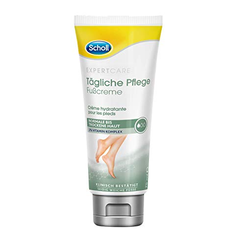 Scholl Expertcare Crème quotidienne pour les pieds – Avec 2% de complexe de vitamines – Idéale pour les pieds rugueux et très secs – Non parfumée – Absorption rapide – Non gras – 75 ml