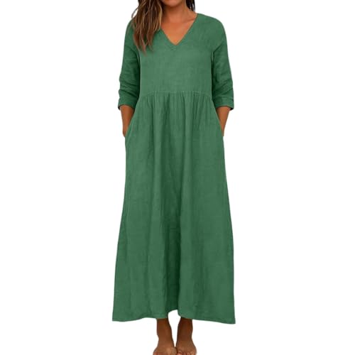 Robe femme chic et elegant coton lin robe longue décontractée maxi