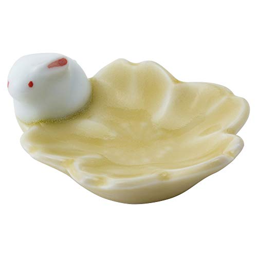 波佐見焼 さくら兎 花 箸置 黄色 73360