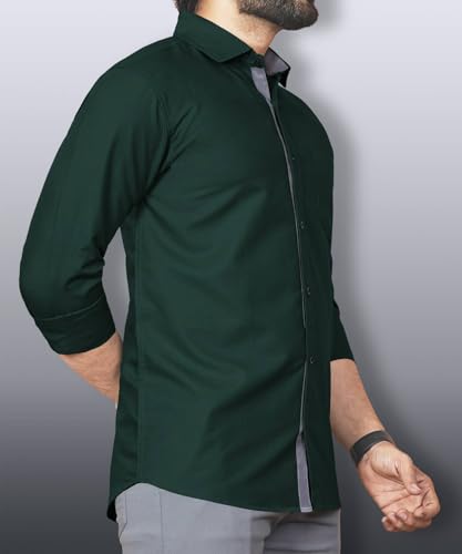 Image of Teaserwear Mens Slim Fit Casual Shirt | Solid Polo Neck Design | Premium Cotton Blend Fabric | Full Sleeve Formal and Casual Wear for Men