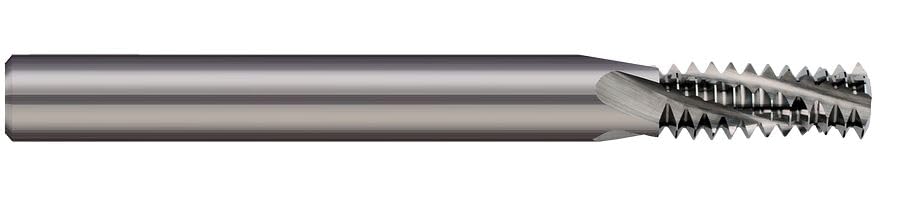 TM-750-16 Thread Milling Cutter - UN, 3/4-16 Thread Size, 495 Cutter Dia, 1-1/4 LOC, 4 Fl, 1/2 Shank Dia, 4 OAL, Uncoated