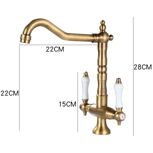 Robinet de lavabo noir style vintage en laiton avec double commande