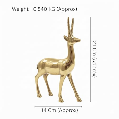 Image of Brass Deer Pair Statue | Weight - 1670 G Approx | Vastu Shastra & Feng Shui Remedies | Home Decor | Vastu Remedy | Size- 9 Inch Approx | Pack of 2