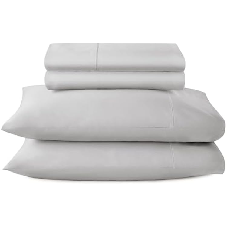 100% Organic Cotton Sheets Twin Size - GOTS Certified Organic Bed Sheets with Deep Pocket 500 Thread Count and Cozy Sateen Weave Gets Softer with Each Wash - Luxury 3 Piece Set (Gray, Twin)