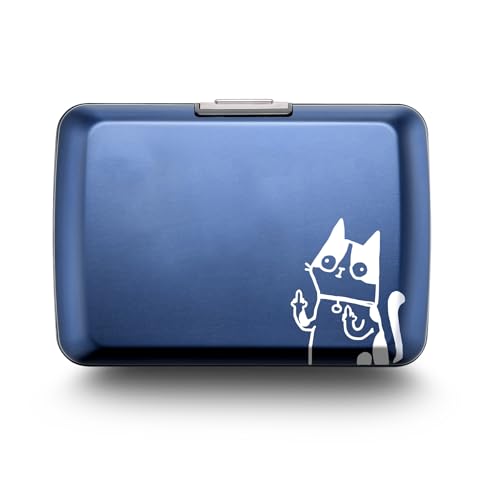 Image of OGON -DESIGNS- Aluminum card holder with metal lock, RFID protection against fraud and demagnetization, compact wallet, Smart Case OSLO model