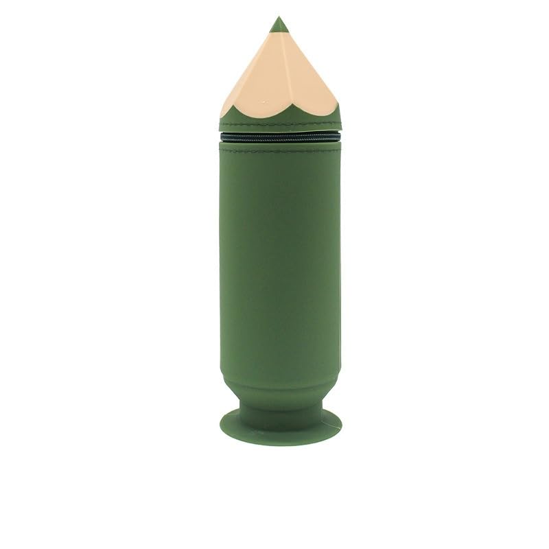 Image of Silicone lightweight waterproof zipper pencil case pencil bag /pouch, cute colourful pencil shape, safe and quality (Green), QS-2010