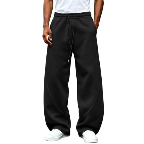 Baggy Sweatpants Men High Waist Drawstring Loose Wide Leg Athletic Joggers - image 4